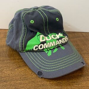Duck Commander Hat Cap Gray Green Strapback Adjustable Embroidered Outdoors cl